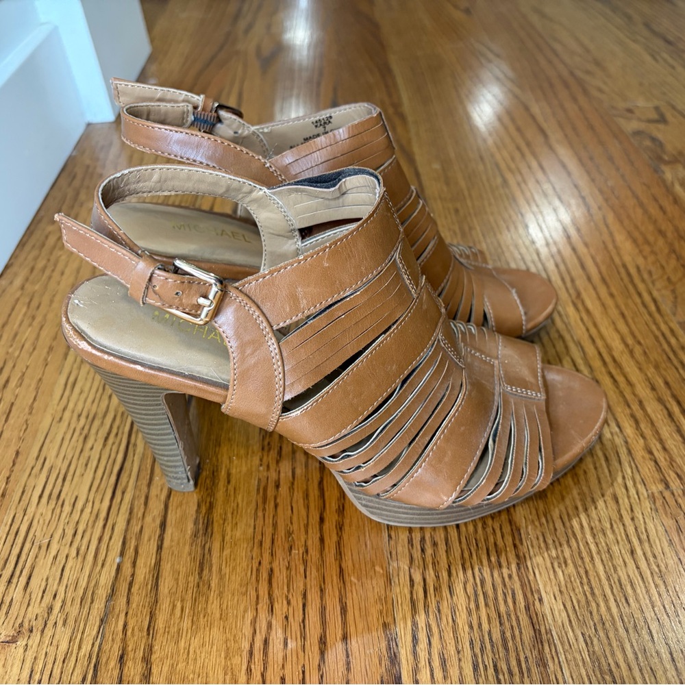 Michael Kors 4" Tan Strappy Heels - Picture 3 of 9